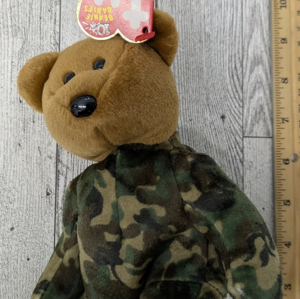 Ty hero Camouflage Bear with Brown Head and Green Body